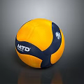 Multi Purpose Yellow And Blue Textured Surface Household Ball Featuring MTD Logo 3d model