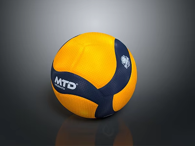 Multi Purpose Yellow And Blue Textured Surface Household Ball Featuring MTD Logo 3d model