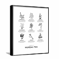 Black and White Framed Botanical Wall Art of Herbal Tea and Culinary Herbs