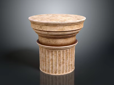 Marble Decorative Pedestal With Round Top And Fluted Layered Structure 3d model