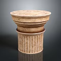 Marble Decorative Pedestal With Round Top And Fluted Layered Structure 3d model