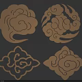 Traditional Cloud Pattern Carvings With Various White Decorative Designs 3d model