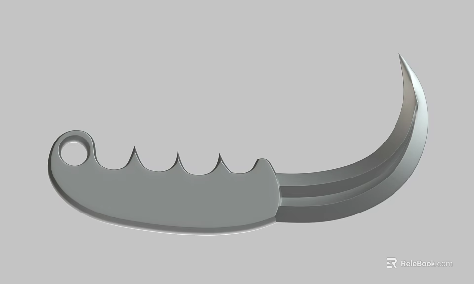 Tactical Claw Weapon Featuring Curved Blade And Serrated Metal Handle Design 3d model 