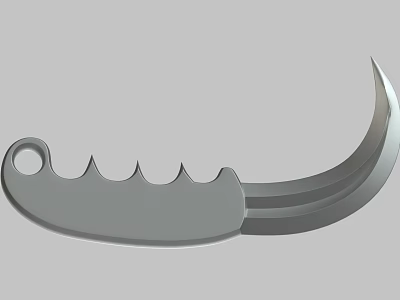 Tactical Claw Weapon Featuring Curved Blade And Serrated Metal Handle Design 3d model