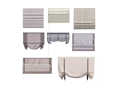 Modern Cotton Lift Curtain Lifting Curtain Roman Curtain Buckle Wave Curtain 3d model