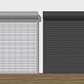 Modern Roller Shutters With Silver Mesh And Dark Gray Panel In White Wall Room 3d model