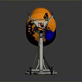 Orange Concrete Mixer With Blue Components Metal Stand And Wheels For Construction Use