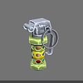 Tactical Grenade Weapon With Green Handle Silver Metal Ring And Colored Holes 3d model