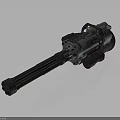 Detailed Modern Tactical Gatling Gun With Multiple Barrels And Metal Mechanical Structure