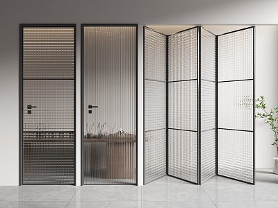 glass door folding glass door changhong glass screen mosaic glass door mosaic glass partition 3d model