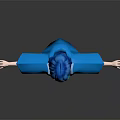 Game Movie Character Blue Hair Blue Kimono Coat Short Skirt Stockings High Heels Arms Outstretched