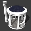 Classical Landscape Pavilion With White Columns Domed Roof And Ornate Railings