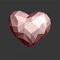 Red Glossy Polygonal Heart Sculpture with Faceted Surface on Dark Reflective Background