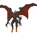 Menacing Demon Character With Large Red Black Wings Spiked Body Clawed Limbs And Flaming Feet