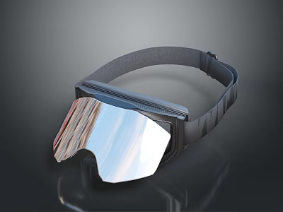 Stylish Modern Daily Use Goggles With Gray Strap And Reflective Lens 3d model