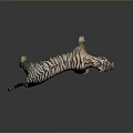Realistic 3D Tiger Model With Striped Fur Standing On Gray Background 3d model