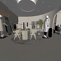 Modern Clothing Store Interior With Mannequins Hats Clothing Racks And Plants