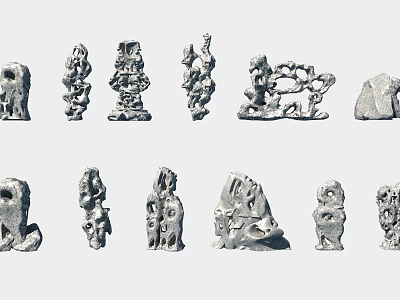 Stone and Wood Carved Sculptures with Various Artistic Shapes for Home Decor 3d model