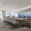 Modern Conference Room Design With Long Table Comfortable Chairs And Large Windows 3d model