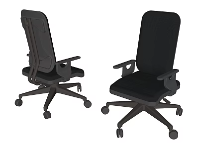 Modern Black Office Chairs With Ergonomic Backrest Armrests And Rolling Wheels 3d model