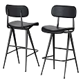 Modern Black Leather Bar Stools With Metal Frame And High Back Design For Kitchen Or Bar Area