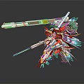 Game Movie Character Red And White Mecha With Long Rifle Mechanical Parts And Decorative Details