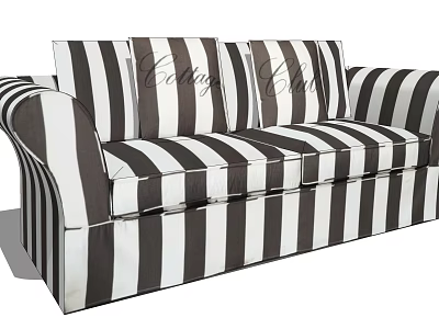 Black And White Striped Two Seater Sofa With Modern Stylish Design 3d model