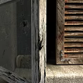 Old Wooden Casement Window With Worn Cracked Frame And Glass Panes In Vintage Style