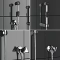 Modern Chrome Shower Head With Handheld Sprayer And Wall Mounted Design 3d model