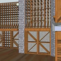 Elegant Wine Cellar Interior With Wooden Racks Stone Walls And Glass Panel Doors