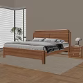 Modern Solid Wood Double Drawer Nightstand With Spacious Storage Space For Cozy Bedroom Furniture