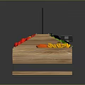 Daily Necessities Wooden Fruit Display Shelf With Fresh Fruits And Digital Screens Showing Vegetable