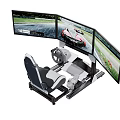 Functional Car Racing Simulator With Multiple Screens Steering Wheel And Racing Scenes