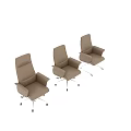 Three Brown Leather Office Chairs With Different Base Designs And Armrests 3d model