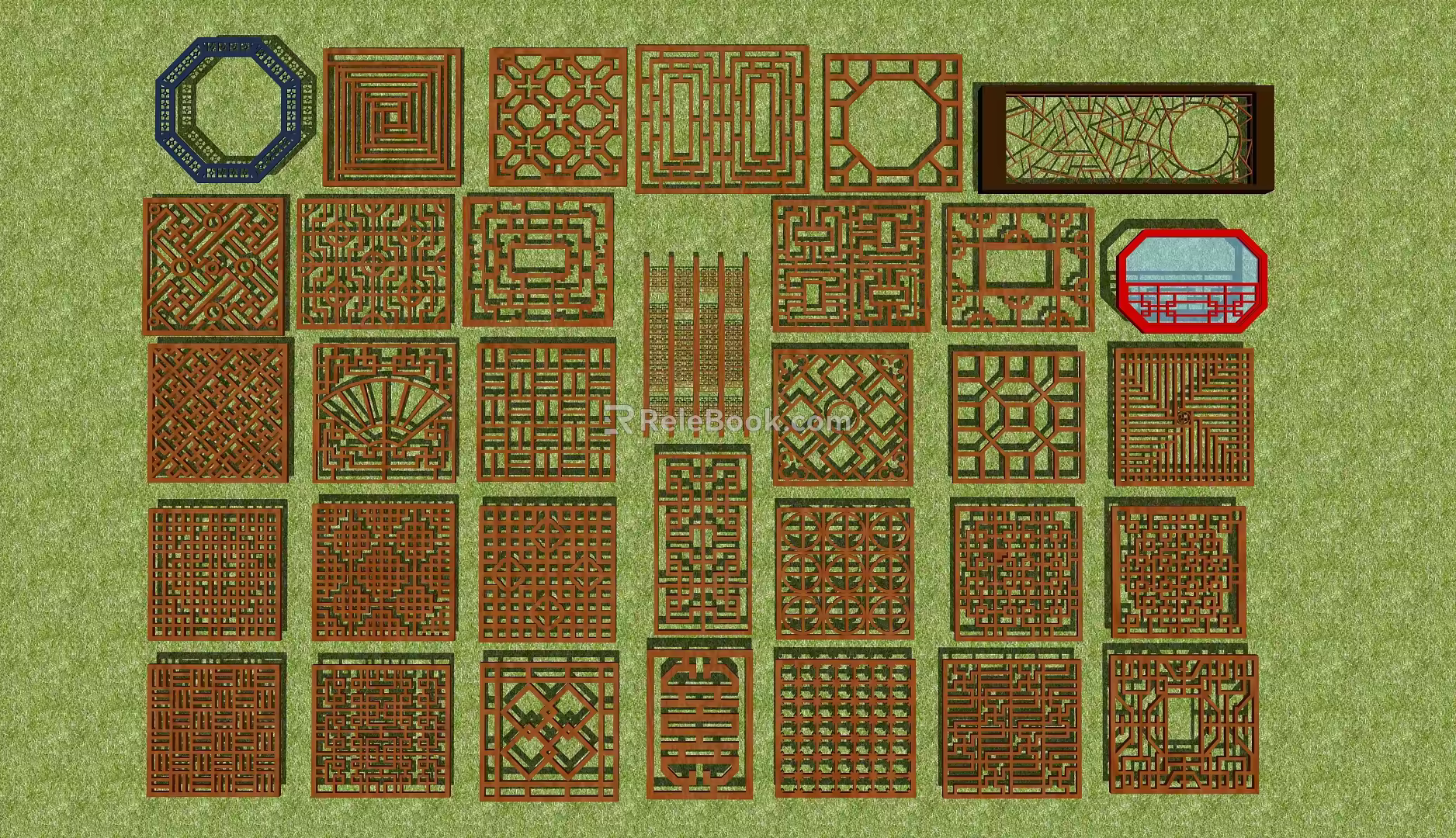 New Chinese-style carved window partition 3d model