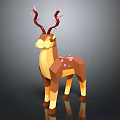 Low Poly Deer Character Featuring Pink Antlers Brown Yellow Body And Spots