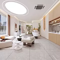 Modern Beauty and Hair Salon Interior Design with Reception Desk Wooden Cabinets and Green Plants