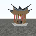 Chinese-style pavilion hexagonal pavilion 3d model