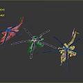 Three Space Exploration Aerospace Helicopter Models With Metallic Texture And Gray Background