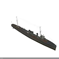 Vintage Warship with Two Funnels Masts and Deck Equipment Gray Hull Historical Naval Vessel
