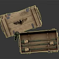 Open Wooden Crate With Metal Latches Containing Tools And Stacked Design