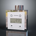Digital Thermostat Device With Temperature Time Display Metallic Frame And Control Buttons 3d model