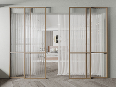 Modern sliding door Changhong glass sliding door 3d model