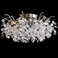 Elegant Modern Crystal Chandelier With Leaf Shaped Clear Crystals And Chrome Frame 3d model