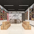 Liquor Store Interior Design With Shelves Of Various Liquors Beverages And Displayed Boxes