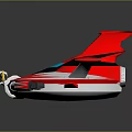 Futuristic Red And White Spaceship 3D Model Featuring Aerodynamic Structure And Thruster Components 3d model