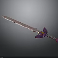 Colorful Fantasy Sword With Purple Pink Hilt Intricate Patterns And Glowing Yellow Accents