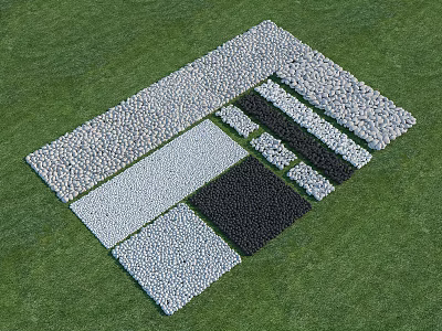 Geometric Pattern Ground Laid Out With Various Colored Stones On Green Grass 3d model