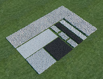 Geometric Pattern Ground Laid Out With Various Colored Stones On Green Grass 3d model