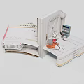3D Folded Paper Model Interior With Workbench Tools And Equipment